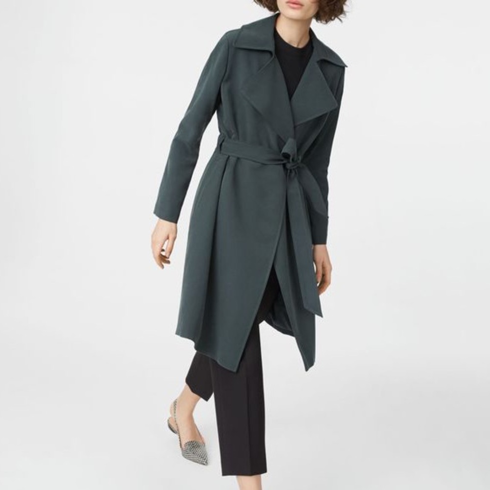 Club Monaco Elila trench coat in Eucalyptus Green xs